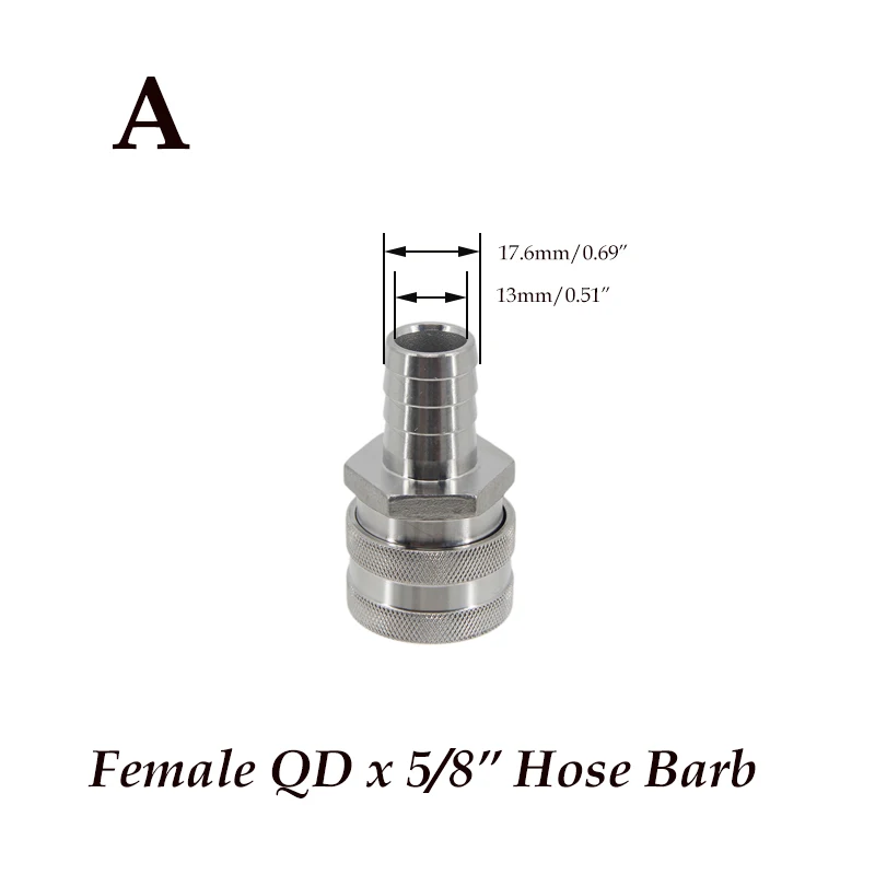 Premium Stainless Steel Ball Lock Quick Disconnect for Homebrew Beer - Free Shipping
