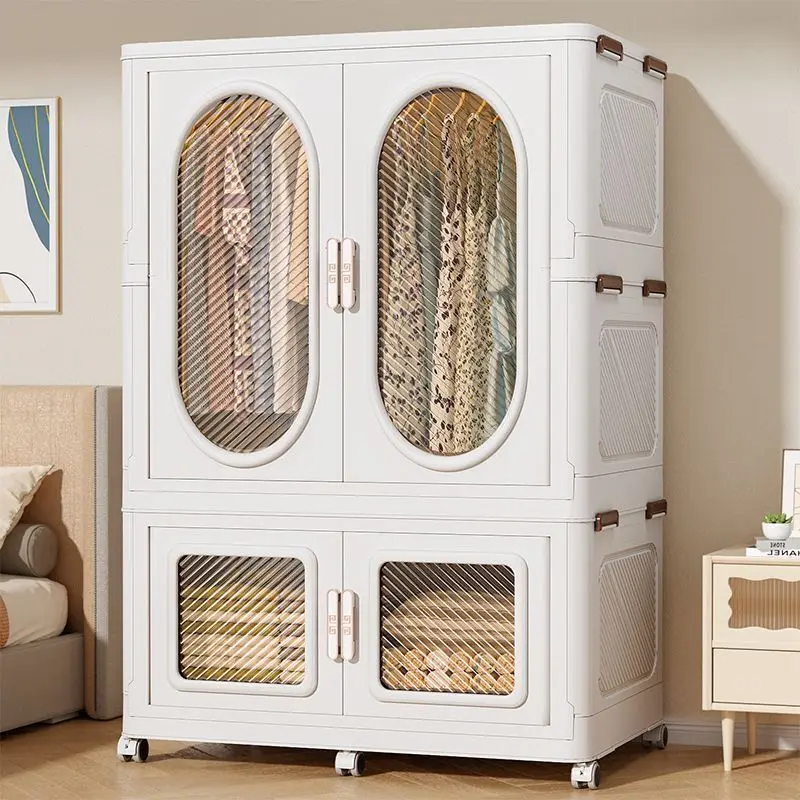 Extra Large Thick 105cm Simple Adult Wardrobe Folding Clothes Storage Cabinet Plastic Closet Organizer Box Design Style Look