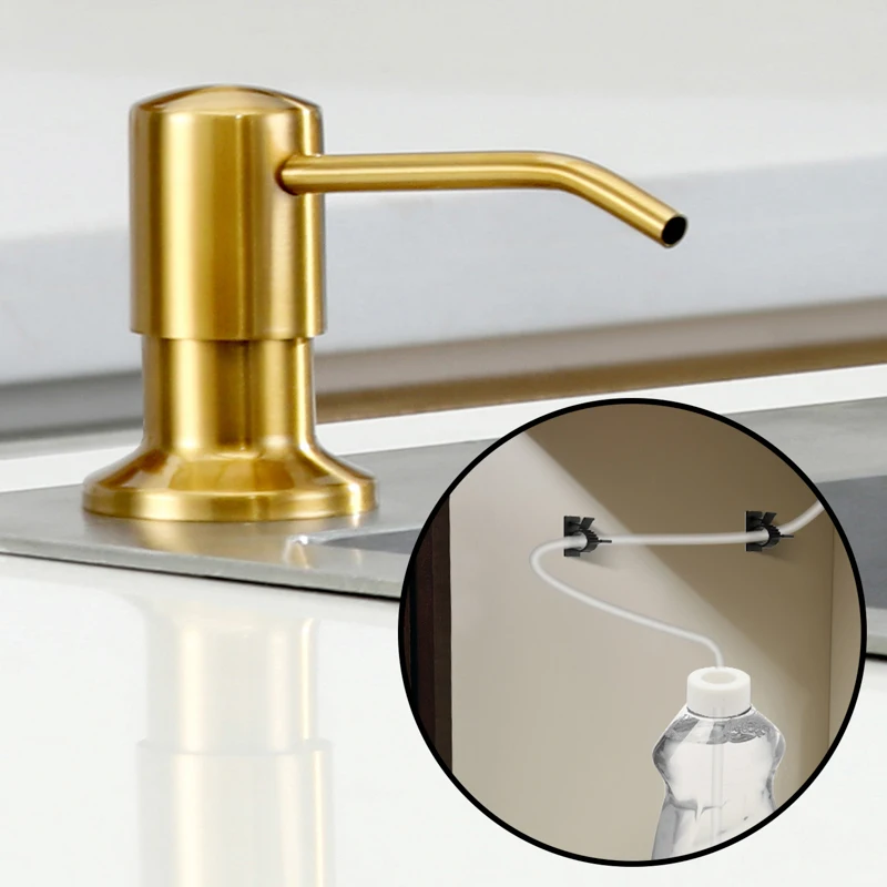 

Stainless Steel Soap Dispenser Extension Tube Kit Kitchen Sink Liquid Soap Dispenser Bathroom Lotion Detergent Hand Press Pumps