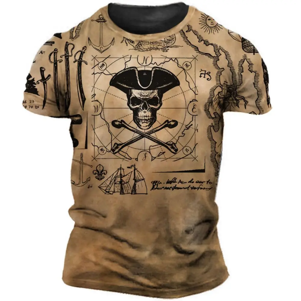 

Vintage T Shirt Men 3D Compass Printed Tops Street Punk Oversized O-Neck T-shirt Men Short Sleeve Tee Shirt Men Homme Camiseta