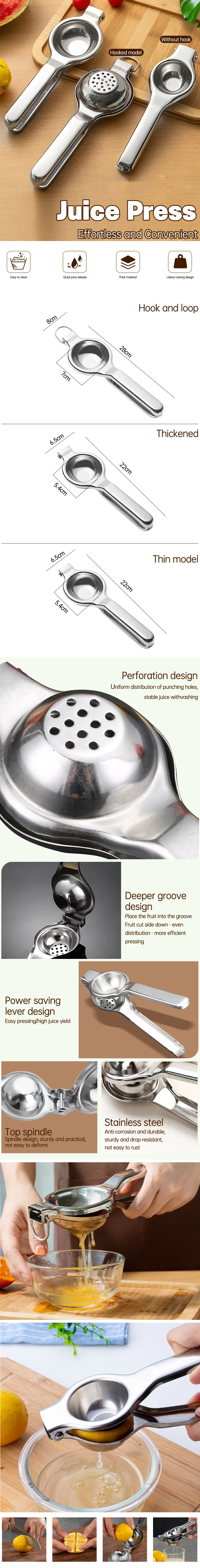Exprimidor manual de acero inoxidable para limones y cítricos_voghion.com