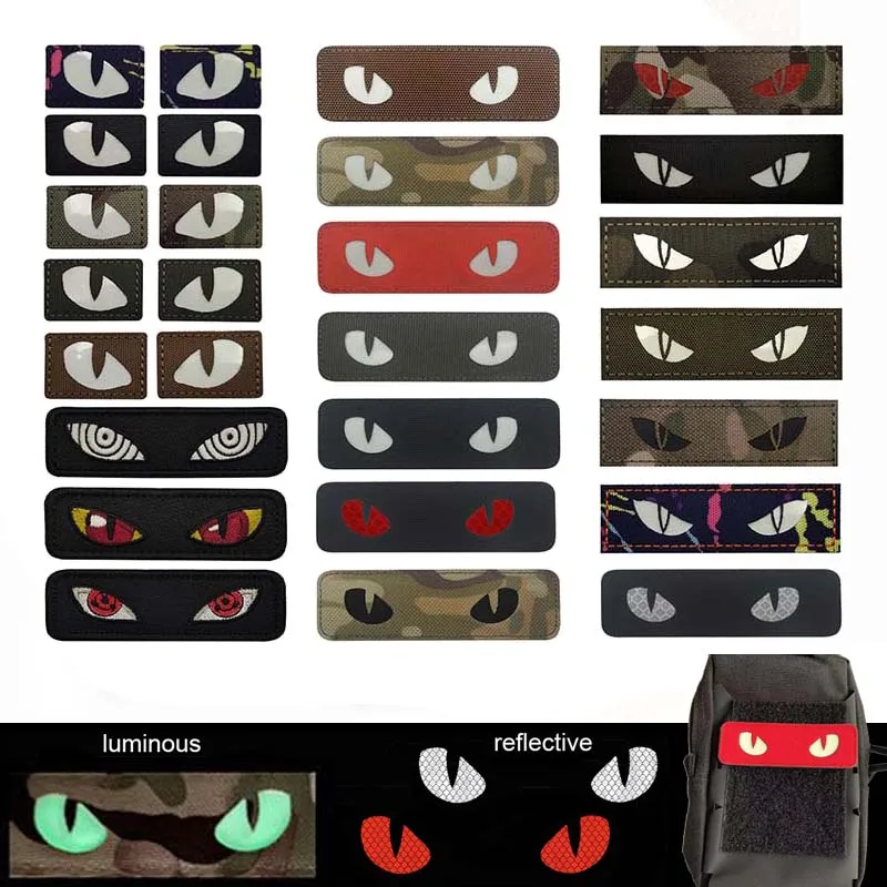 Cat Tiger Eyes Evil Eye Badge Clothes Patches Hook and Loop Glow In Dark Military Tactical Badges Sticker Hat Backpack
