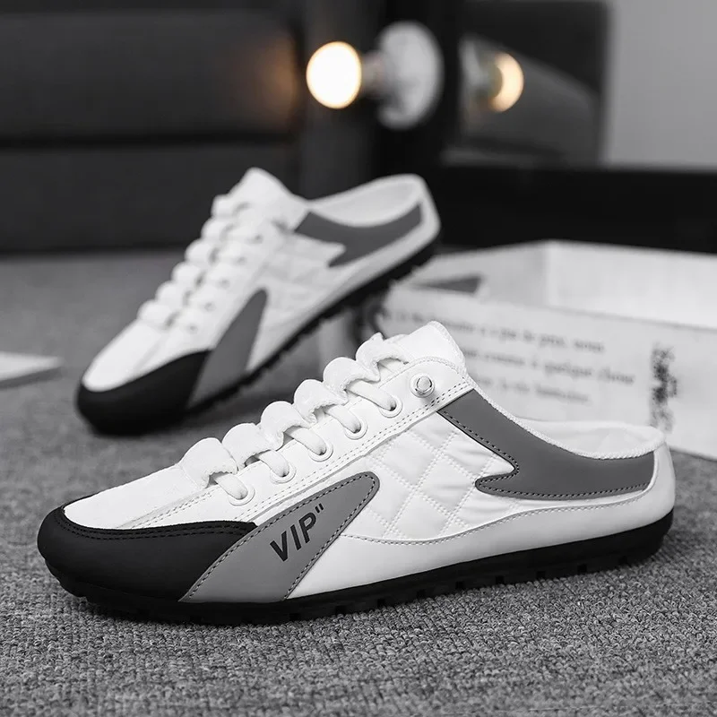 Men's Casual Slippers Summer Anti Slip Mesh Breathable Sports Shoes Lightweight Soft Soled Half Slippers casual shoes