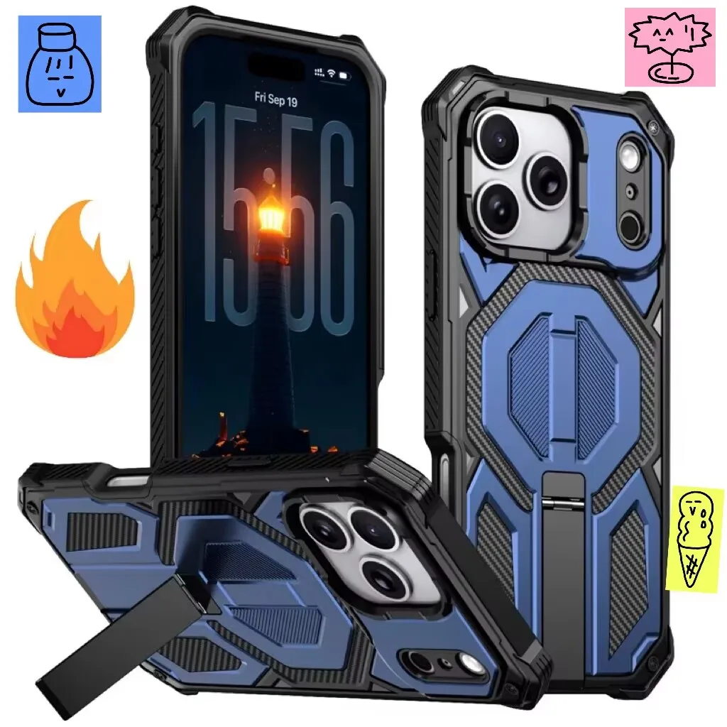 ELVEV Magnetic Rugged Armor Shockproof Phone Case with Bracket