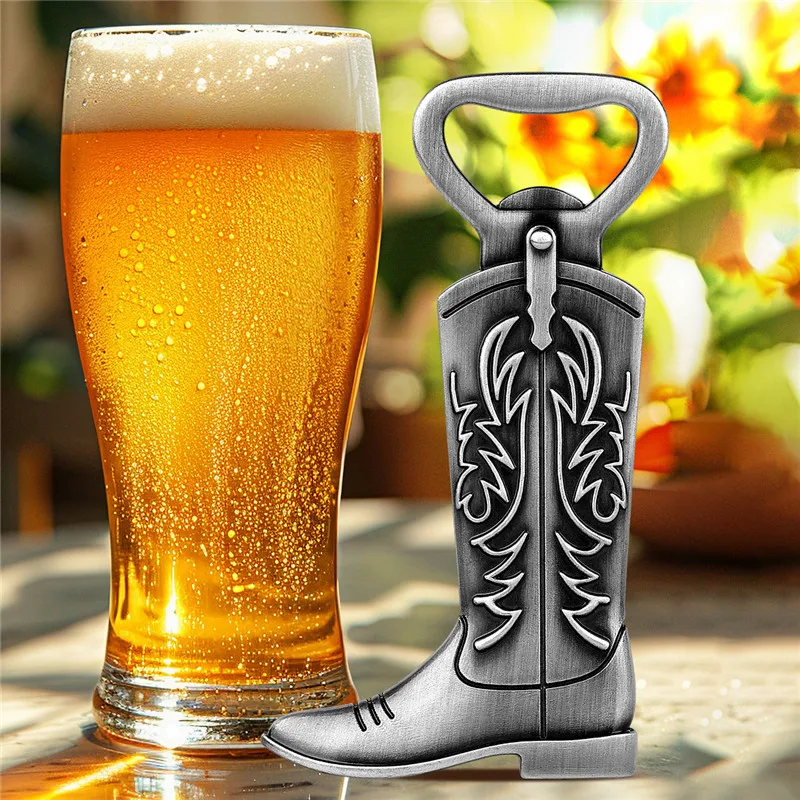 Klassischer Stil Herren Cowboystiefel Design Weinöffner Flaschenbieröffner Metallkorkenzieher für Küche Bargeschirr Hochzeitsgeschenkset – Detail 4