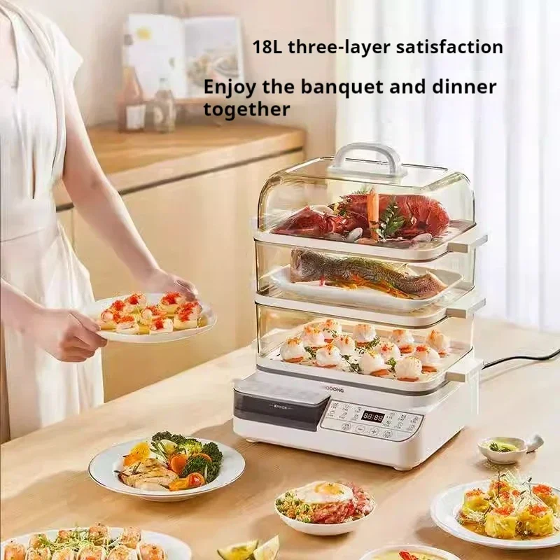 Three-layer Food Steamer Household Electric Bun Steamer Machine Large Capacity Eletrodomesticos De Cozinha Eletricos