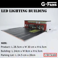G-FANS Assemble Diorama 1:64 USB LED Lighting Parking Lot Model Car Garage Statuion- 711 Version 2