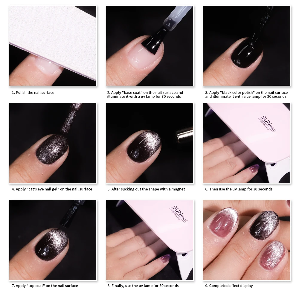 Limegirl 8ml Cat Eye Nail Gel Polish Set Shiny Magnetic Gel Polish Galaxy Chameleon Effect Nail Gel Soak Off Salon Manicure Kit 5