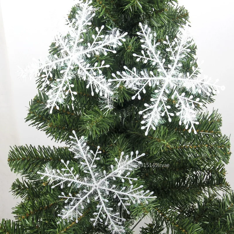 30-3Pcs Christmas Snowflake Ornaments Glitter Fake White Snowflake DIY Xmas Tree Hanging Pendents New Year Home Party Decor