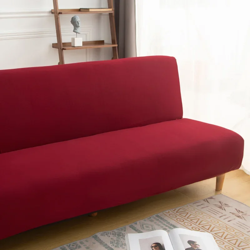 Sofa Cover Solid Color Armless Sofa Bed Cover Elastic Couch Covers Living Room Washable Removable Slipcovers Folding Settee Case