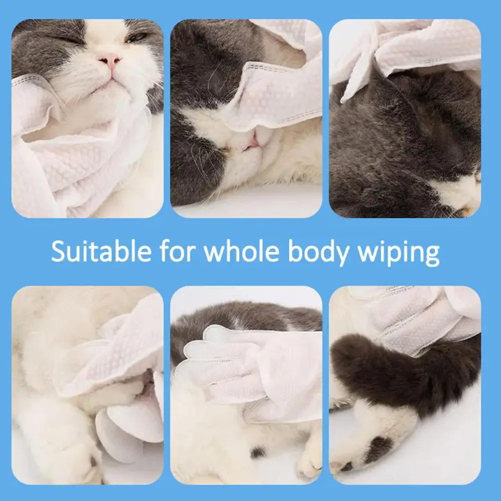 NEW High-end 6PCS Pet Wash Free Cleaning Gloves Pet Disposable Cleaning Gloves Stain Remover Dry Wet Wipes For CAT DOG