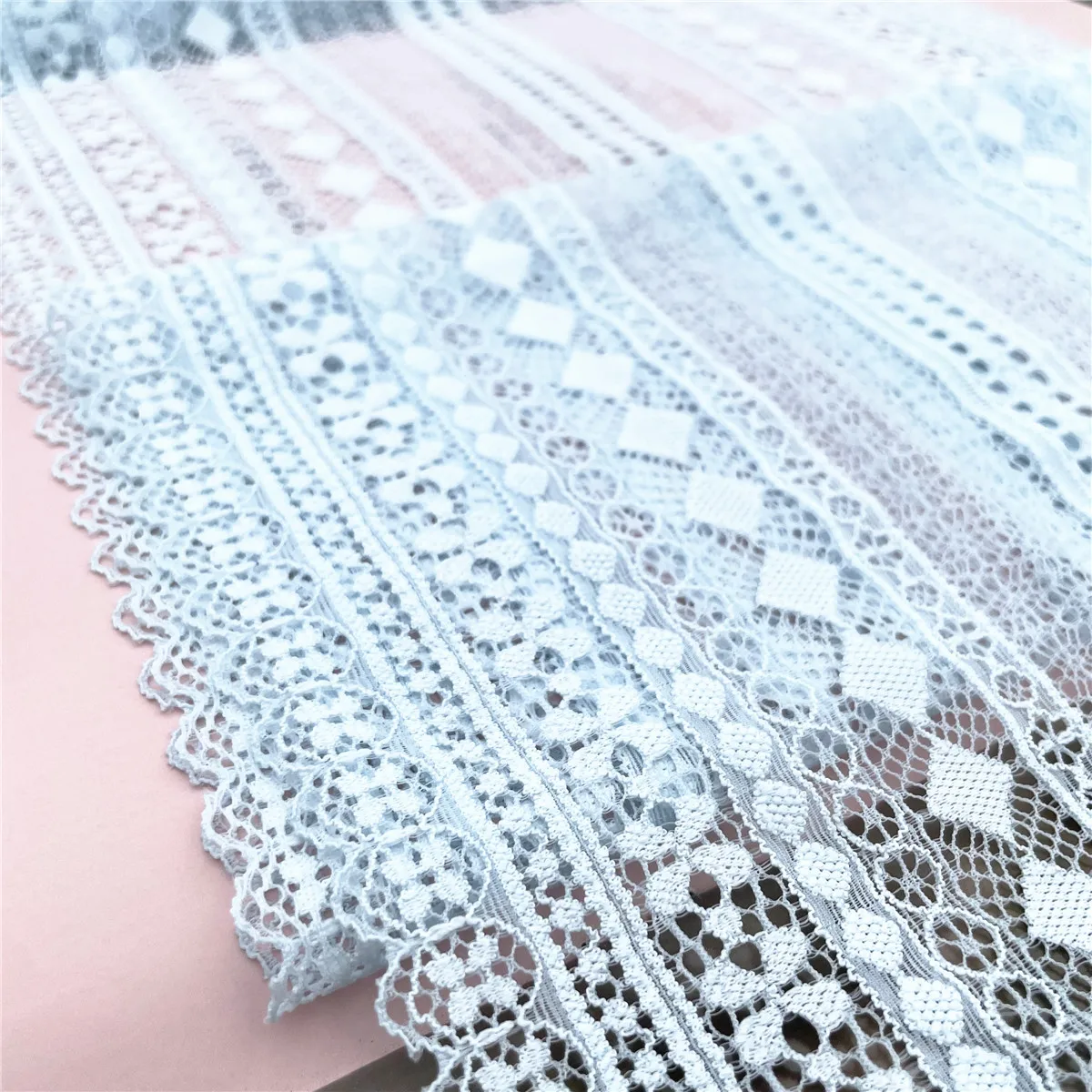 3y/lot Width 22.50cm Sky Blue Elastic Stretch Lace Trim 5