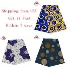 

BintaRealWax 6 Yards/lot Ankara Fabric Shipping From United States Polyester Material Fast Delivery Cloth for Dress HW001