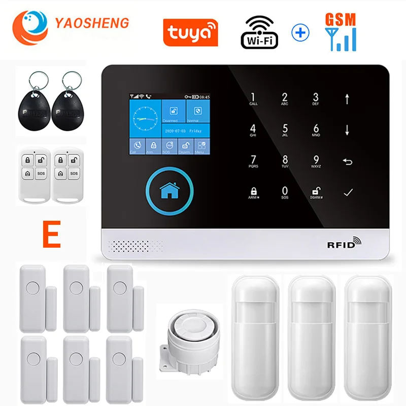 elderly emergency button Wireless WIFI GSM Home Security Alarm System For Tuya Smart Life APP With Motion Sensor Detector Compatible With Alexa & Google ring alarm pad Alarms & Sensors