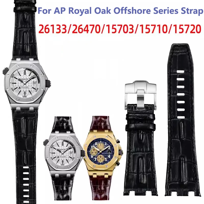 

Ремешок из натуральной кожи для наручных часов AP 15703/26405, ремешок из Королевского дуба для морской серии 28 мм, черный, коричневый, синий, аксессуары для мужских часов