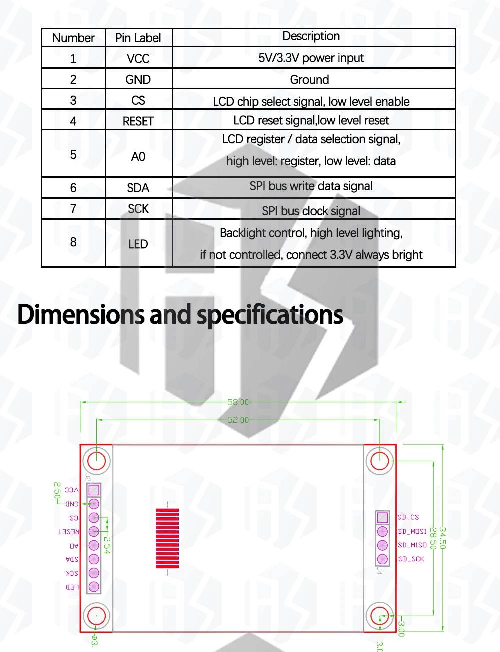 1,44/1,8/2,2/2,8 Zoll TFT Vollfarbbildschirm LCD-Modul ILI9341 Treiberschnittstelle SPI für Arduino – Detail 7