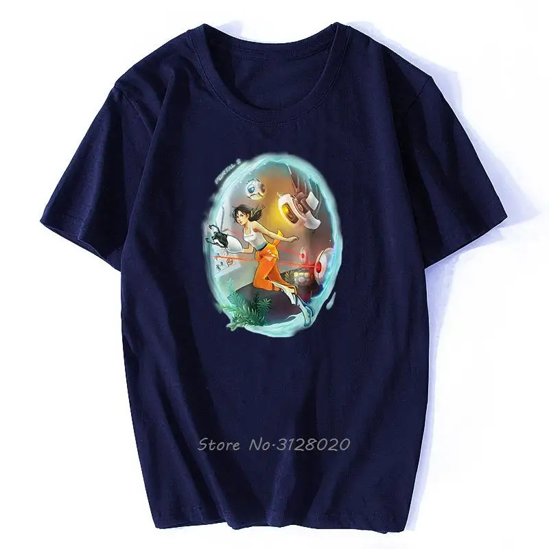 Chell Portal 2 Test Thema T-shirt Sommer Männer Baumwolle T-shirt Oansatz T Hemd Anime Tees Tops Streetwear Harajuku – Detail 5