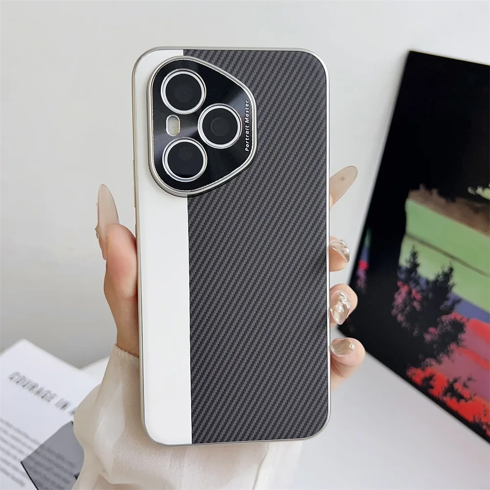 Luxury PU Carbon Fiber Protective Back Cover Case