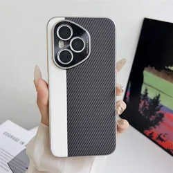 Luxury PU Carbon Fiber Protective Back Cover Case for Honor 400 Pro (China) (Black)