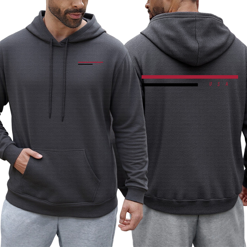 Usa Simple Line Printed Autumn Men Hoodie Casual Street Multicolor Hoody Pocket Hoodies Fleece Clothing Fashion Pullover