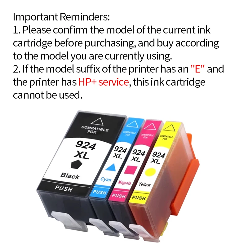 Cartouches Encre Compatibles 924 Pour HP OfficeJet Pro – Lot 4 (noir, Cyan, Magenta, Jaune) - 8