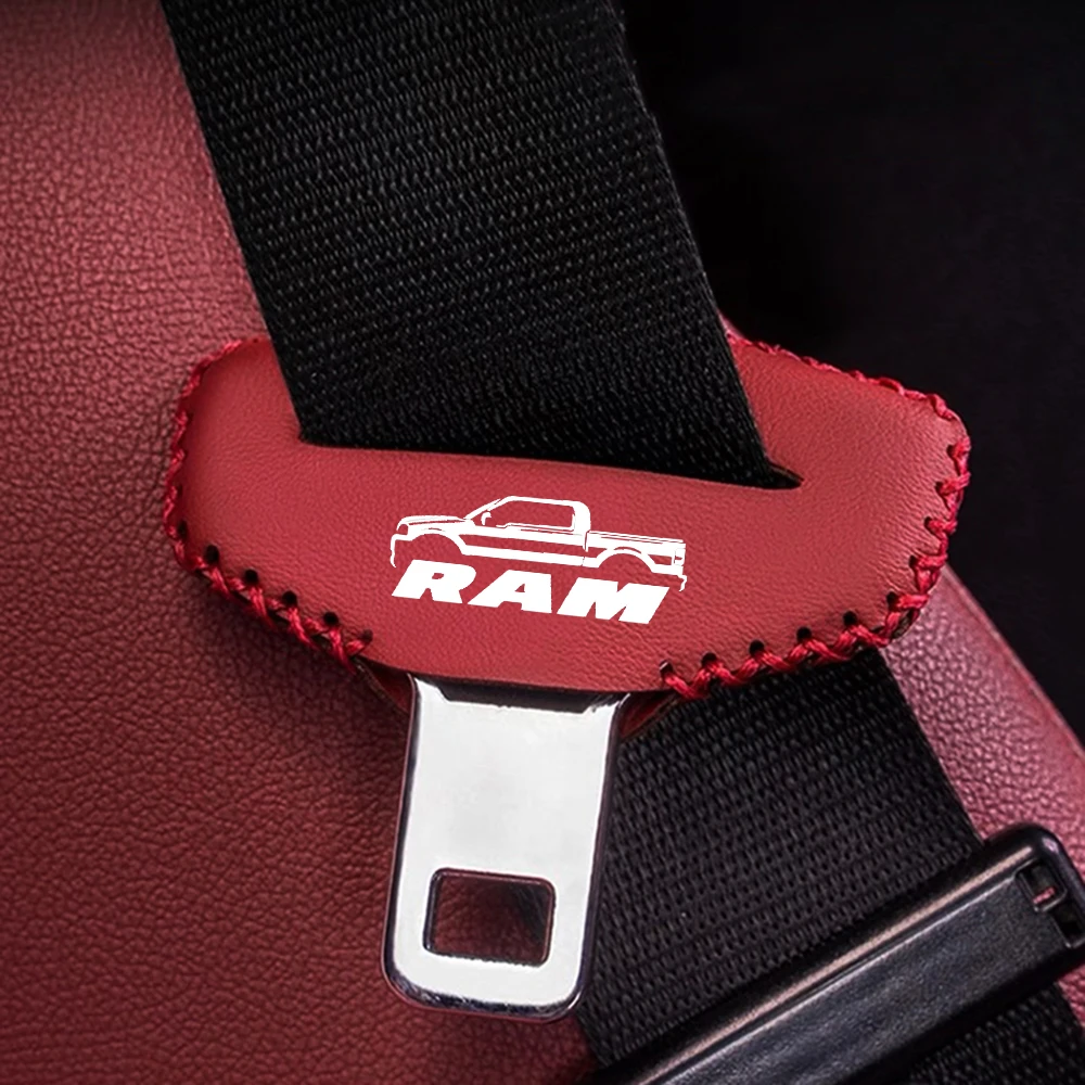 2pcs Car Seat Belt Buckle Plug Leather Car Seat Belt Clip Protective Cover for Dodge Ram 1500 2500 3500 Interior Accessories seat belt covers seat belt clip seat belt protector