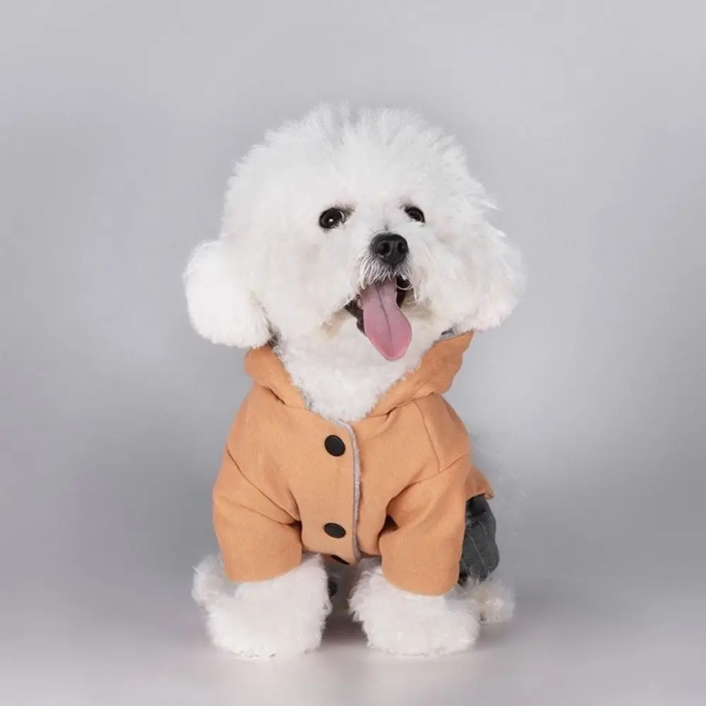 패션 두꺼운 네발개용 옷 부드럽고 편안한 강아지 겨울 코트 따뜻한 모자 달린 강아지 후드티 데일리 워킹