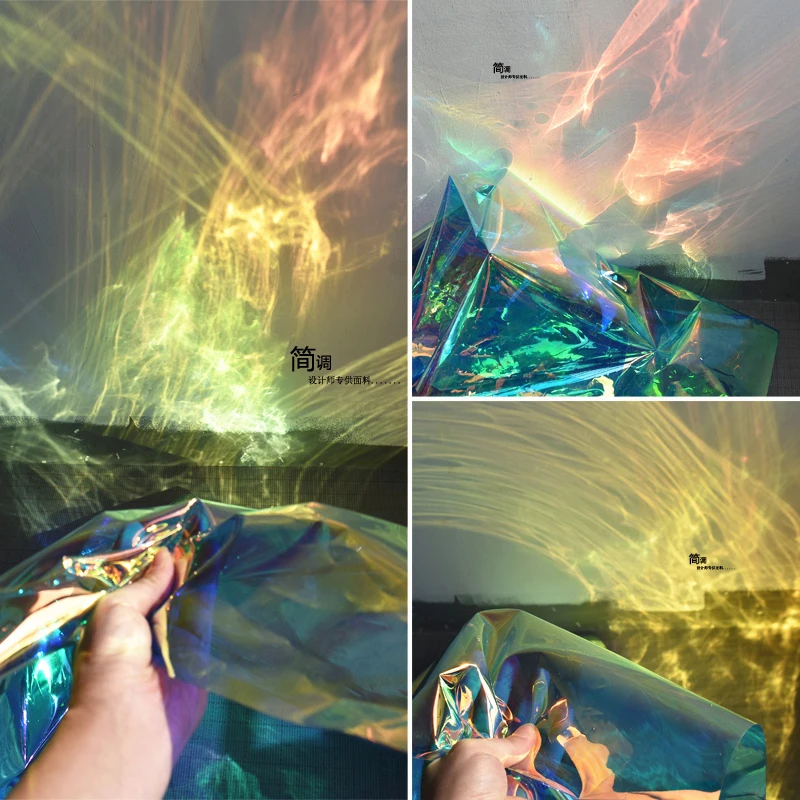 Filme Transparente do Laser para a Decoração Sinfonia Dourada Roupa Fluorescente Couro Impermeável Suportes Fotográficos