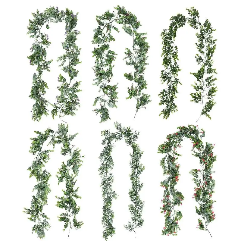 Decorative Vines Rattan Artificial Eucalyptus Garland Wall Hanging Fake  Plant Norfolk Pine Garland DIY Faux Greenery Garland Dec