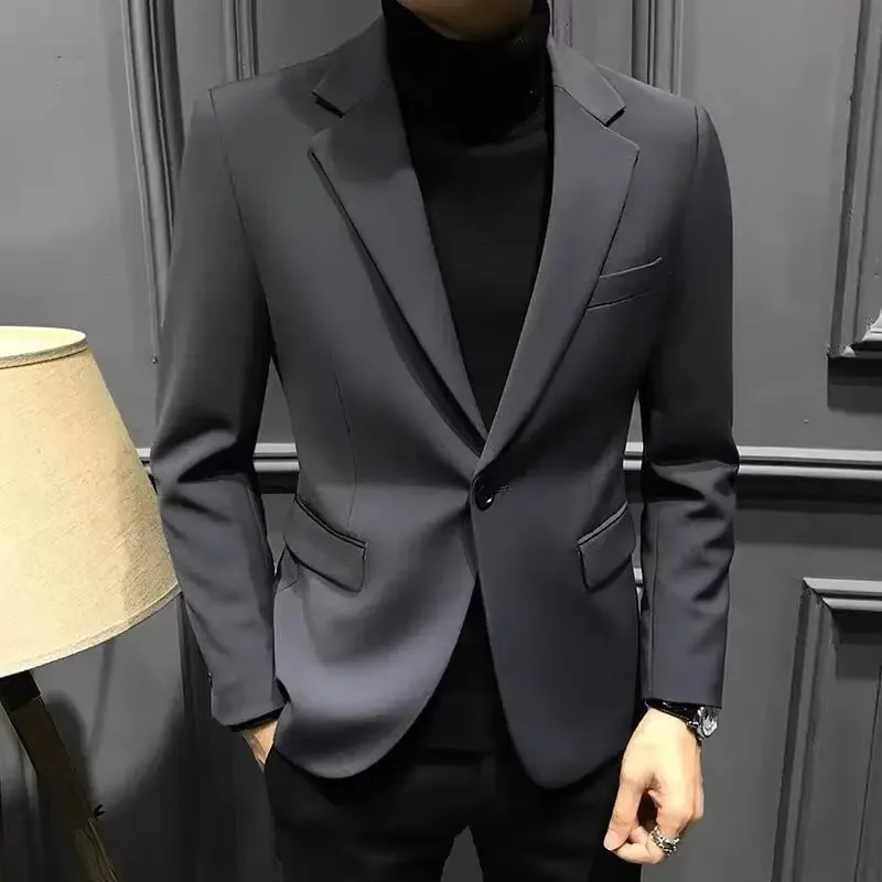 Casual Business Style Men's Suit Jacket Spring Autumn New Korean Trend Formal Wear Top Shirt for Men Comfortable Fit