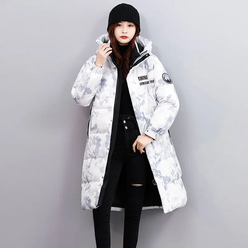 2023 New Women White Duck Down Jacket Winter Coat Femal Couples Same Style Parkas Long Style Thichen Outwear Hooded Overcoat