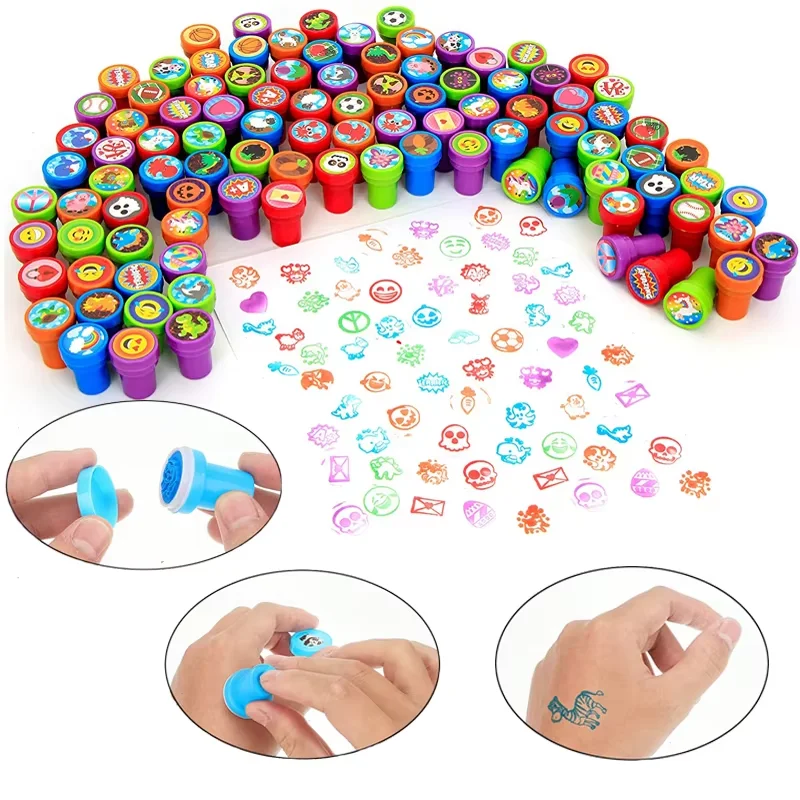 Cute Cartoon Animal Self Ink Rubber Stamp Toys Kids Educational Toys Puzzle DIY Scrapbook Birthday Gift 10 Pack