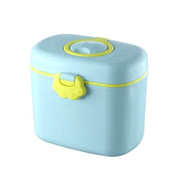 Portable Baby Milk and Snack Storage Container - Ideal for Infant Formula and Toddler Essentials (Blue - L)