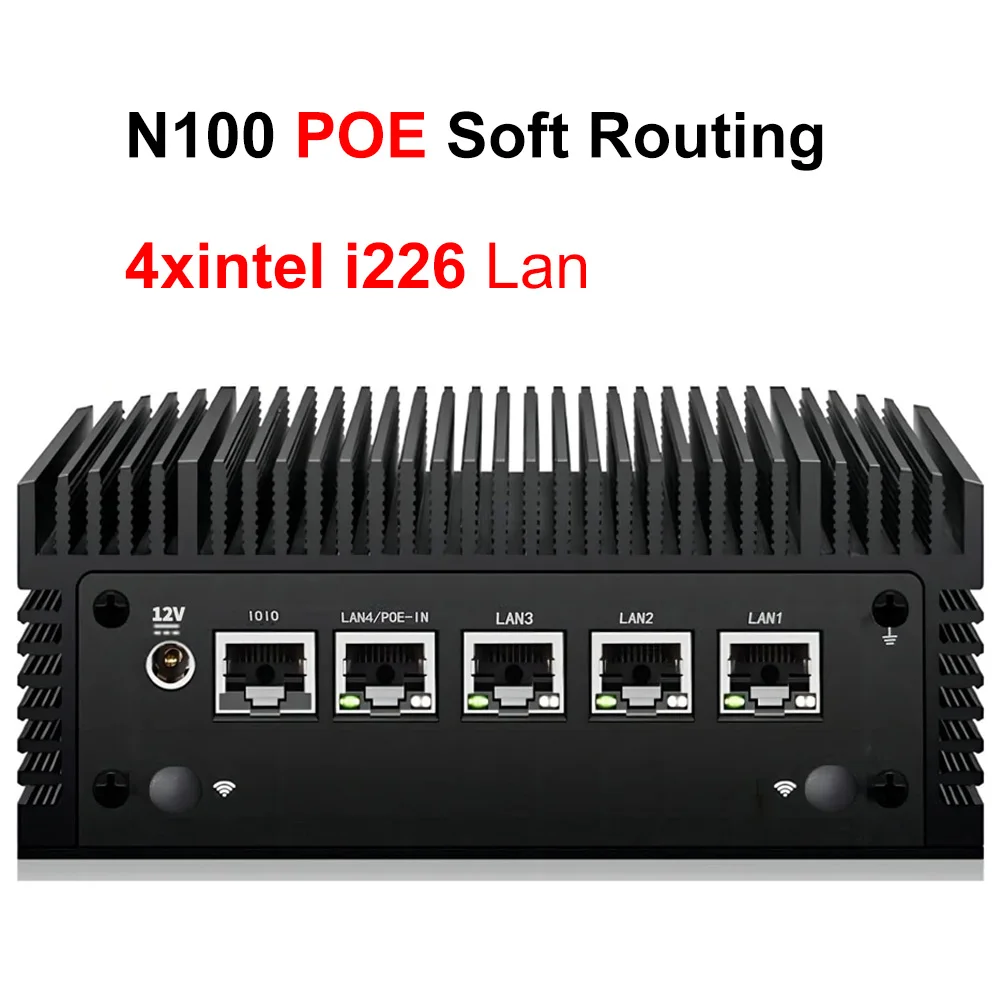 SZBOX AC8F אינטל N100 POE ראוטינג רך 4X אינטל i226 Lan מיני מחשב תעשייתי ללא מאוורר Windows 11 Pro pfSense Firewall HD2.0 DP1.4