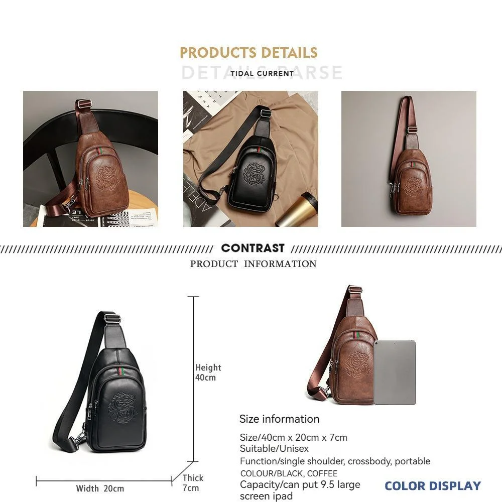 Umhängetaschen für Männer 2023 Neue Hochwertige Drachen Totem Muster High-end-Brusttasche Lässige Mode Umhängetasche_voghion.com