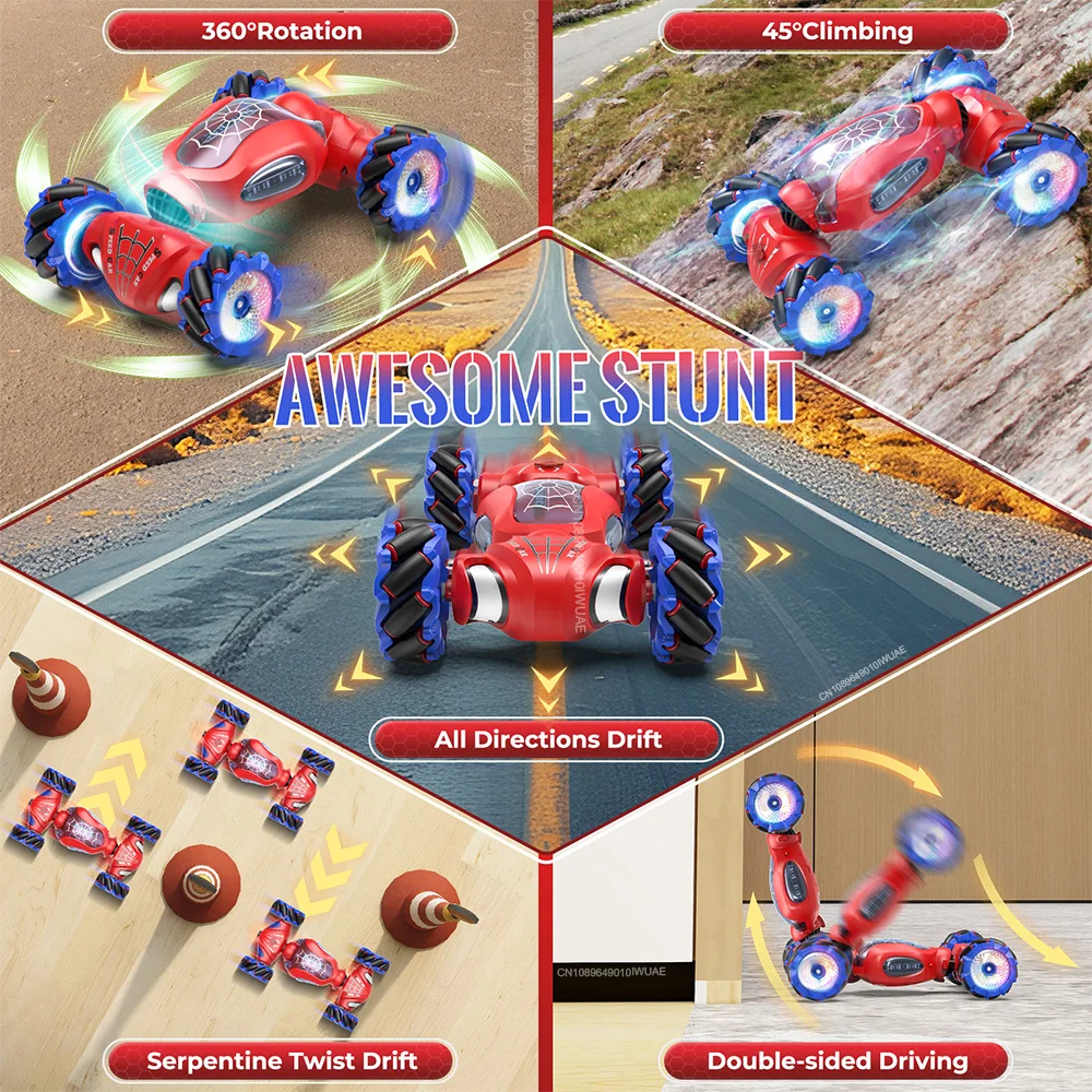 Remote Control Car Drift RC Car Gesture Sensing Hand Control Double-Sided RC Stunt Car with Spray for Kids Toy Car Boy Girl Gift 3