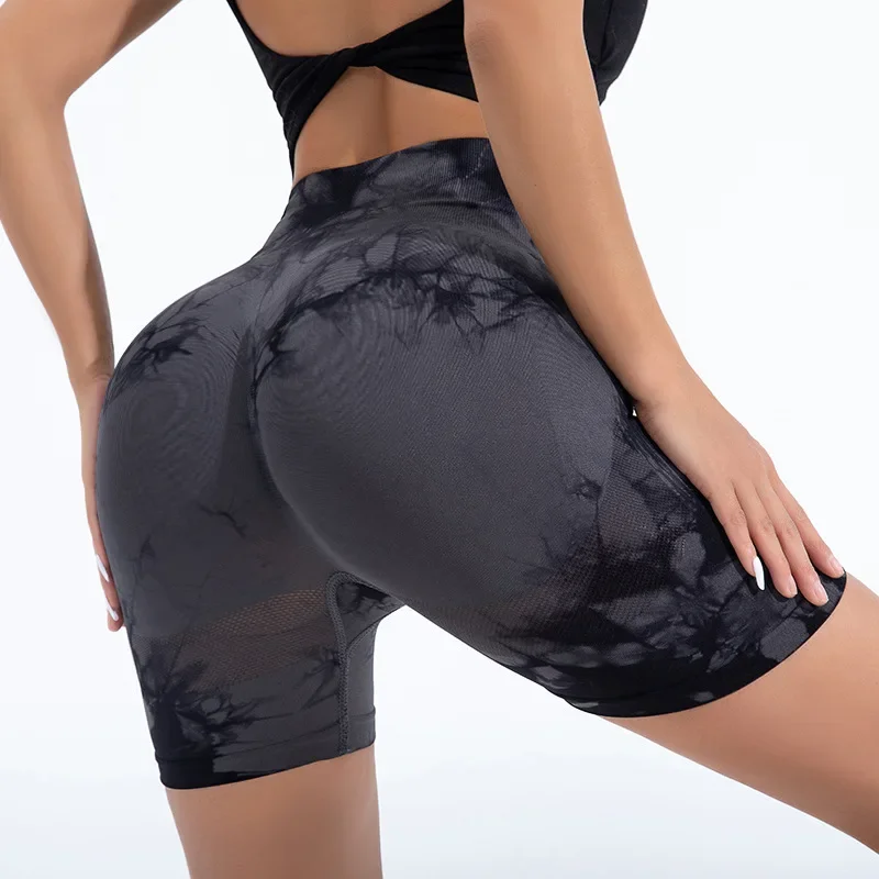 Workout Shorts, Yoga Shorts-Women High Waist Yoga Shorts Gym Seamless Fitness Workout Running Shorts Summer Tie Dye Outdoors Sport