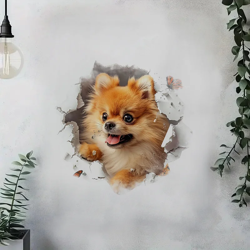 T2263# Pomeranian Toilet Stickers Decoration for Living Room, Wall, Bedroom, and Home Decor Car Decals Self-Adhesive