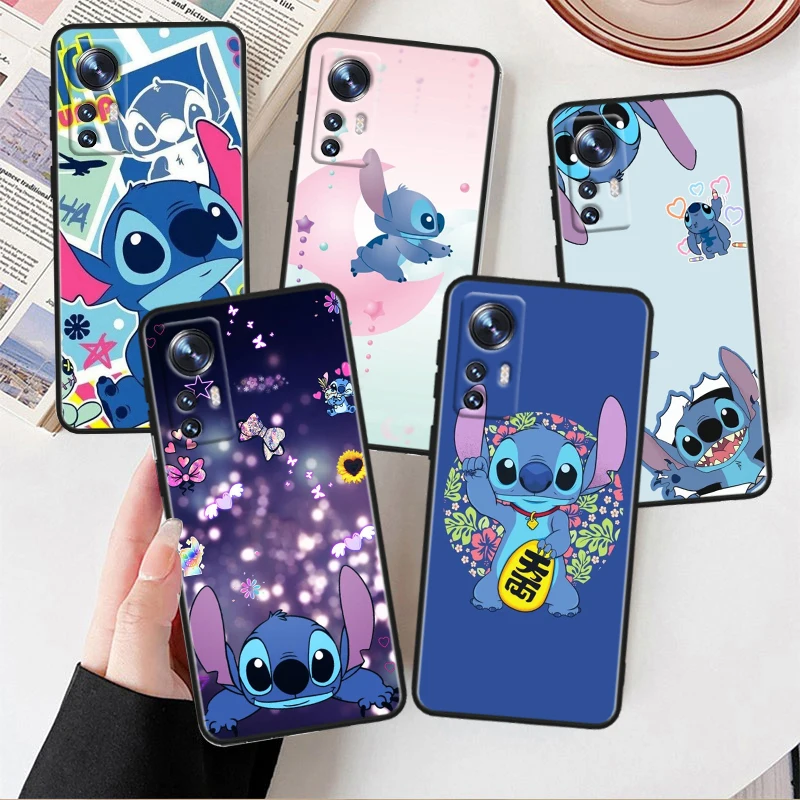 Cartoon Cute Stitch Per Xiaomi Mi 13 12T 12S 12X 11I 11X 11T Play Hypercharge Lite Ultra Pro Custodia Morbida Nera Per Telefono