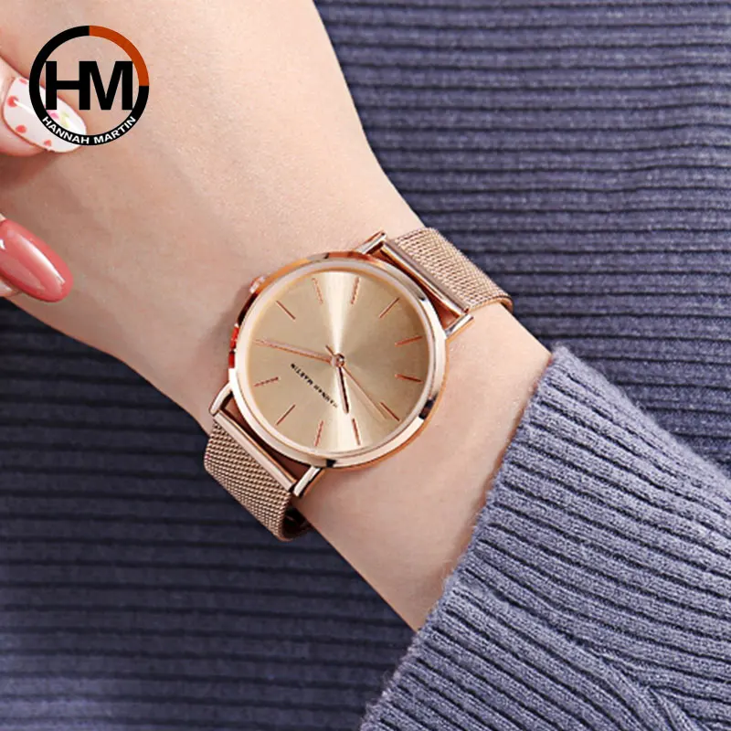 Hannah Martin-Montre à Quartz Étanche pour Femme, Maille en Acier