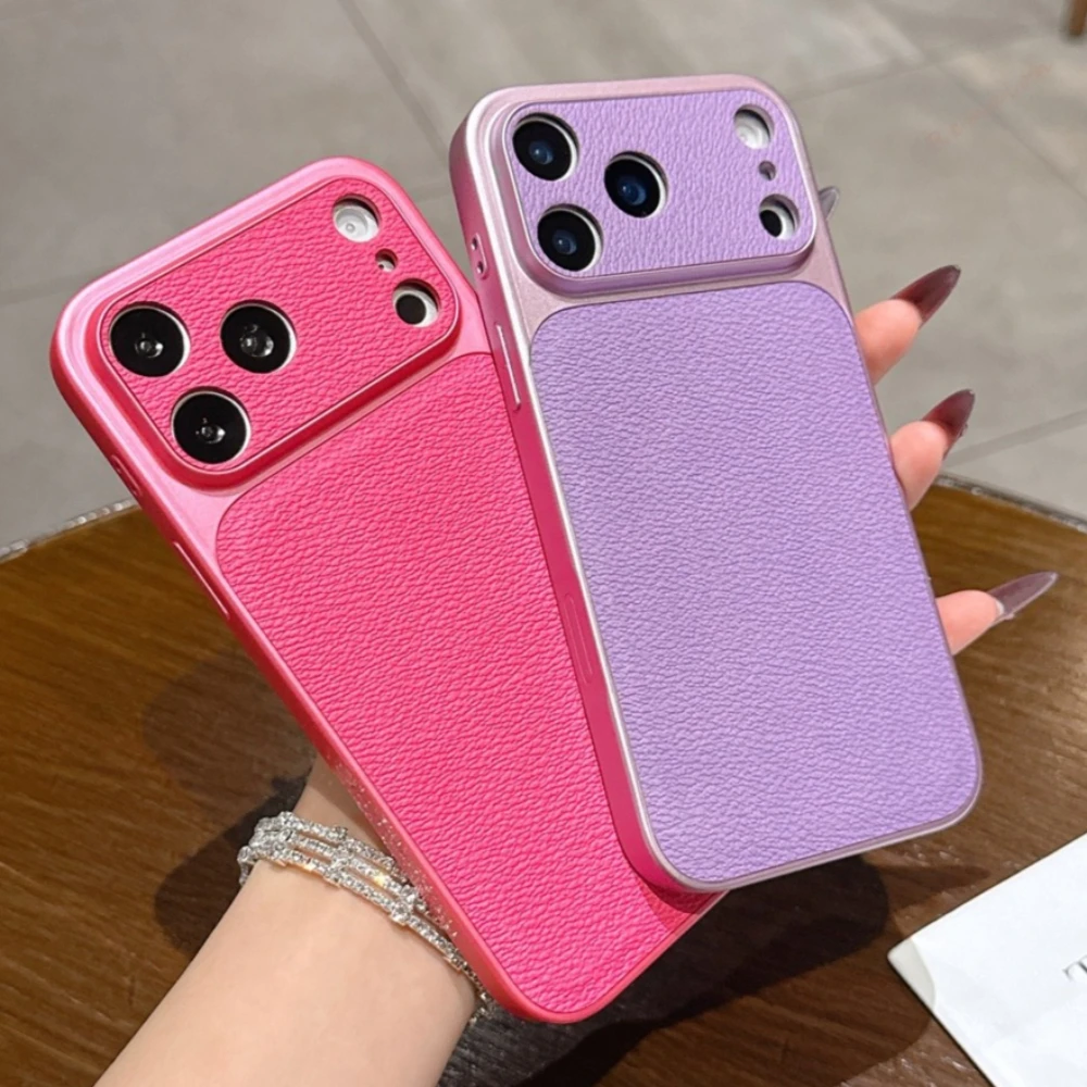 Candy Leather Shockproof Phone Case with Big Window Design