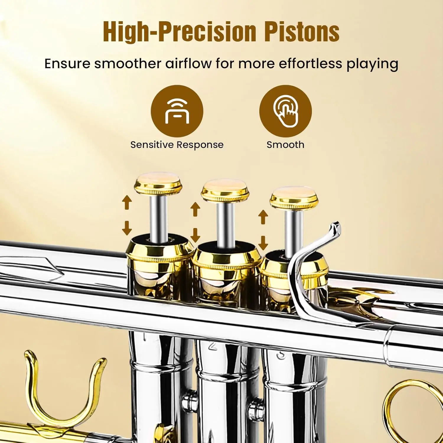 Trumpet Instrument Set for Beginner, Bb Standard Student Trumpet with Hard Case, Brass Instruments with Trumpets Cleaning