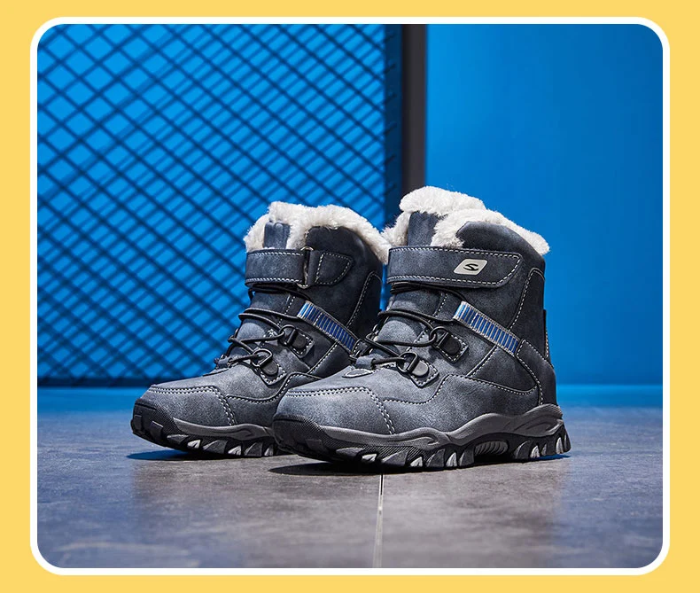 Winter Schnee Warme Pelz Jungen Sneaker Gummi Wandern Schuh Mode Kinder Schuhe Wasserdichte Leder Stiefel Kinder_voghion.com