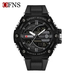 Men's Waterproof LED Sport Watch with Alarm and Dual Time Display (Black)