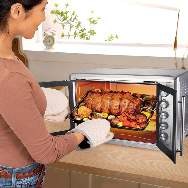 100L/120L household oven for baking roasted chicken pizza household stainless steel double door French oven