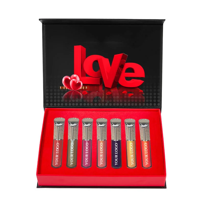 

7-piece Lip Glaze Set Pearlescent multi-color optional lip gloss tube and box Custom label Vegan Private Brand Dmg171