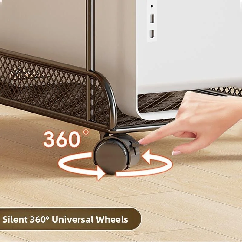 휴대용 컴퓨터 호스트 케이스 베이스 스탠드(바퀴 포함) 데스크탑 사무실용 플랫폼 랙 정리대 가정용 수납 솔루션