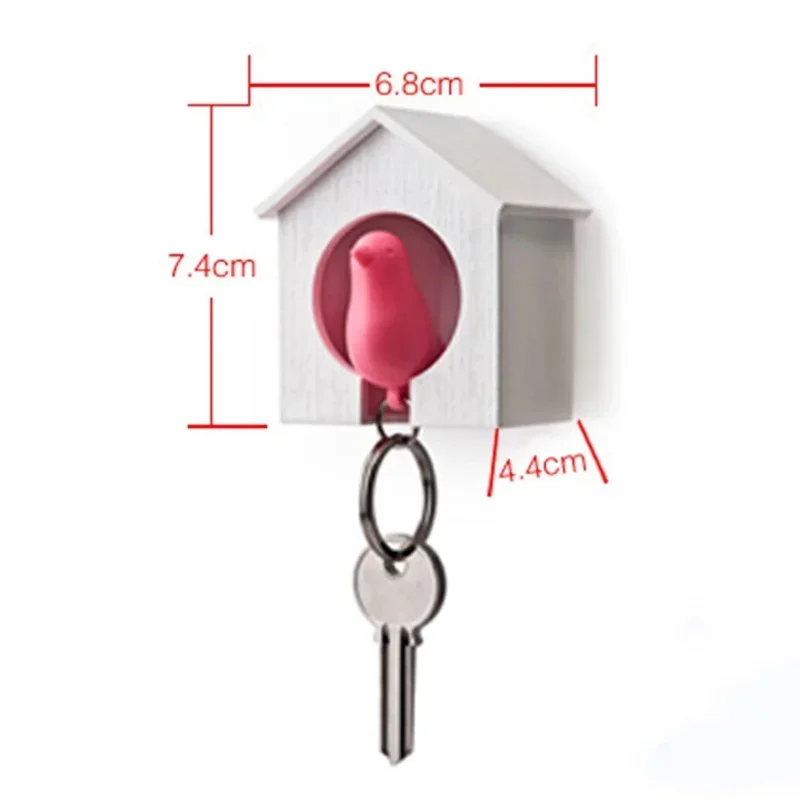 Birdhouse Keychain House Nest Wall Hook Holders Hanger Creative Bird Whistle Storage Box Sparrow  Key Chain Ring Rack Organize 6