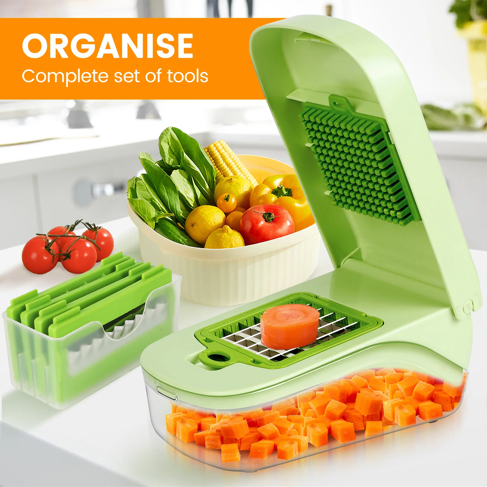Vegetable Slicer 17 in 1 Multifunctional Vegetable Chopper Handle Food Grate Dicer Cut Kitchen Items