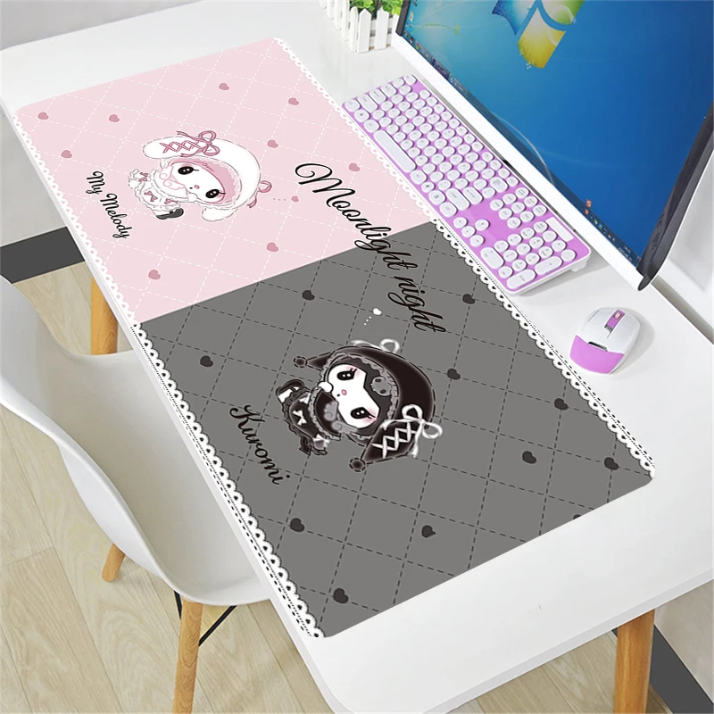 Anime Cute Large Mouse Pad Computer Office Pink Table Mat HelloKitty Mymelody Kuromi Keyboard Rubber Mousepad Game Soft Mousemat